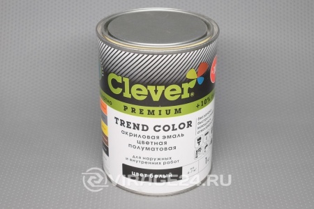 Купить Эмаль акриловая полуматовая белый 1 кг. CLEVER 