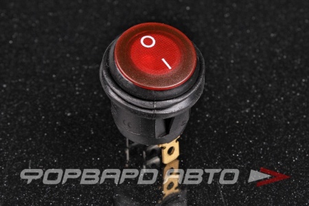 Купить Выключатель клавиша "круглая" d=20,2мм (красная) SB040-12V red IP65 ON-OFF  