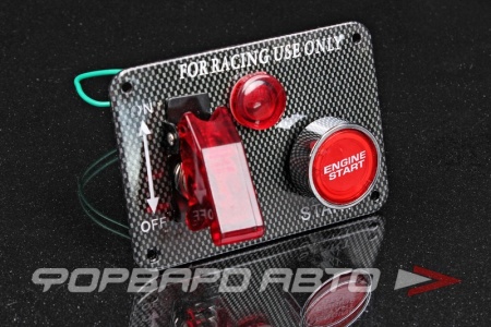 Купить Панель управления карбон, 1 тумблер 2 положения с защитной крышкой, кнопка запуск двигателя, 12V EPMAN EP-RSK3011