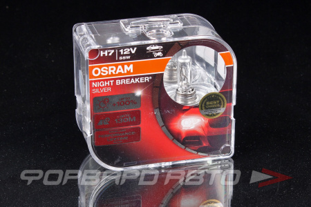 Лампа H7 12V 55W Night Breaker Silver +100% DuoBox OSRAM 64210NBS-HCB