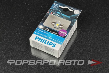 Купить Лампа светодиодная 12V C5W (салонная 30мм) 6000K Fest T14 (SV8,5-30/11) PHILIPS 12941 6000KX1