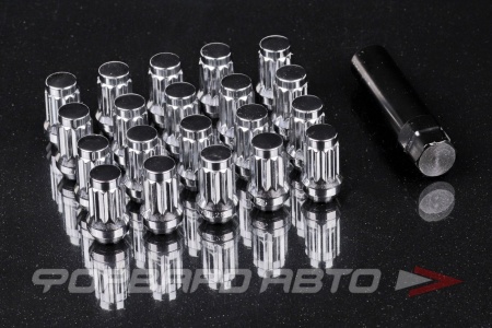 Купить Гайки колесные 12*1,25*33 конус, 20шт. и спецключ, сталь, неохром, секртетки КОМПЛЕКТ ВЕКТОР 911144 SD