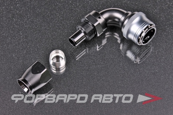 Фитинг AN10 90°, под шланг тефлоновый PTFE, быстросъемный (quick release) "мама" (female) AB88 