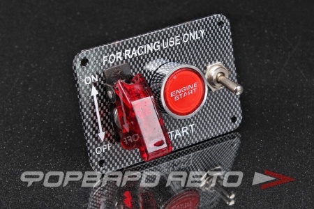 Купить Панель управления карбон, 2 тумблера 2 положения, 1 с защитной крышкой, кнопка запуск двигателя, 12V GYCA TK-RSK3020