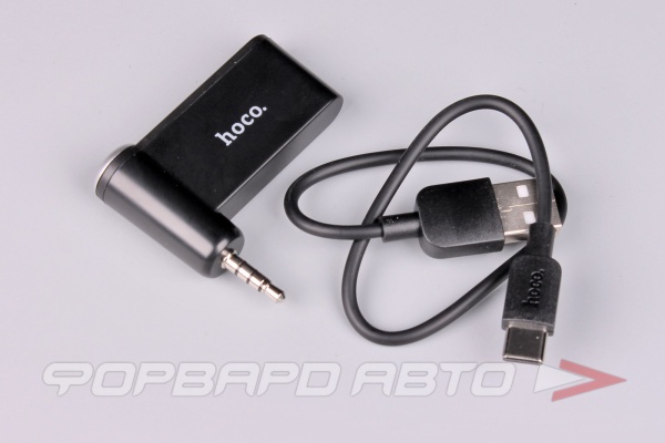 Ресивер-AUX проигрыватель Bluetooth V5.0 (AUX 3.5-3.5) с микрофоном, черный HOCO E58