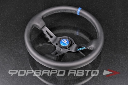 Купить Руль 340 мм, большой вылет, кожа, синяя метка MOMO STYLE 