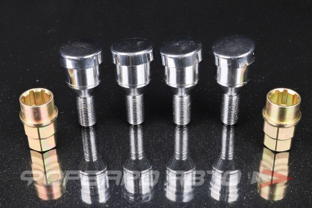 Купить Секретки для колес болты 12*1,25*24 мм, конуc, тройной никель/хром, ключ 17-19 мм, ВЕКТОР 372093X2