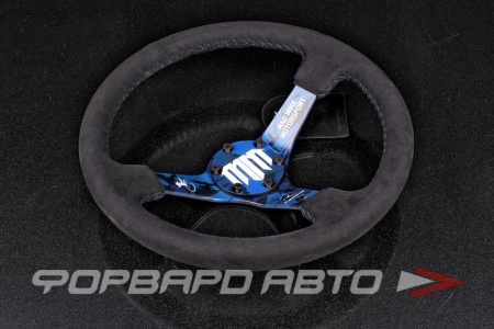 Купить Руль 350 мм, большой вылет, замша, черная нить, "MM" Mad Mike Formula Drift, синий NRG RST-020MB-C-MM