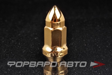 Купить Гайка колеса 12*1,5*40 конус с выступом, "ПУЛЯ", семигранник, золотой хром, ключ K192107S ВЕКТОР 327445 GD