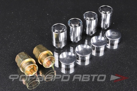 Купить Секретки для колес гайки 12*1,25*36 конус, с вращ. кольцом, с колпачком, 4 шт. и 2 спецключа, сталь, хром ВЕКТОР 416444X2