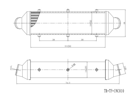 Купить Интеркулер универсальный, 521*158*110 (вход / выход =  76мм) Tube and fin FORA TR-TF-INC010