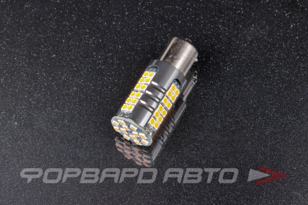 Лампа светодиодная 12-24V PY21W (со смещением )60 SMD диодов BA15s 1-конт биполярная с обманкой Оранжевая SKYWAY S08202076