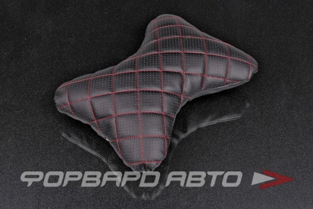 Купить Подушка на подголовник косточка EXPENSIV искусственная кожа,черная (строчка красная) SKYWAY S08001007