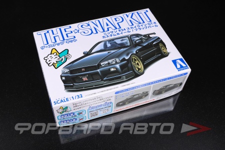 Купить Сборная модель Nissan Skyline GT-R -R34 Custom Wheel (Black Pearl) 1/32 AOSHIMA 06631