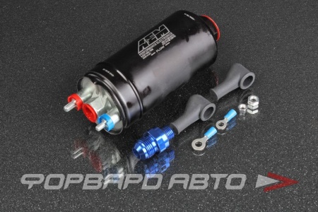 Купить Насос топливный 400 л/ч, вход 10AN (7/8"-14) мама, Outlet 6AN (9/16"-18) мама (Фитинг ORB6 - AN8 с обратным клапаном) AEM 50-1005