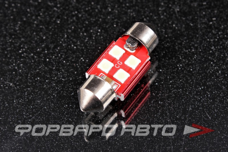 Лампа светодиодная 12-24V T11 4SMD (салонная 31мм) 3030, биполярная, радиатор KS-AUTO 1131 SMD 4 (3030)