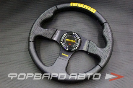 Купить Руль 355 мм, нулевой вылет, кожа черная, черная нить, черный MOMO STYLE 