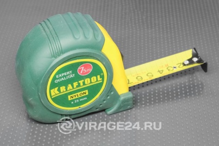 Купить Рулетка 7,5м*25мм.  с нейлоновым покрытием KRAFTOOL 34122-08