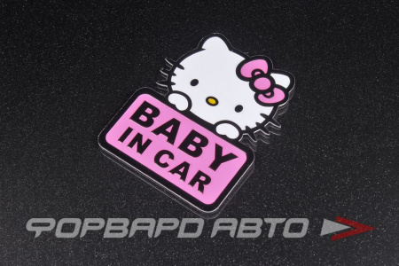 Наклейка BABY IN CAR, HELLO KITTY RACING STYLE 