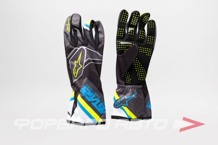 Купить Перчатки для картинга TECH-1 K RACE v2 GRAPH (XXL, черный/голубой/желтый) ALPINESTARS 
