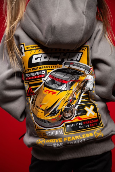 Худи детская DRIFT IS FREEDOM серая ФОРВАРД АВТО 